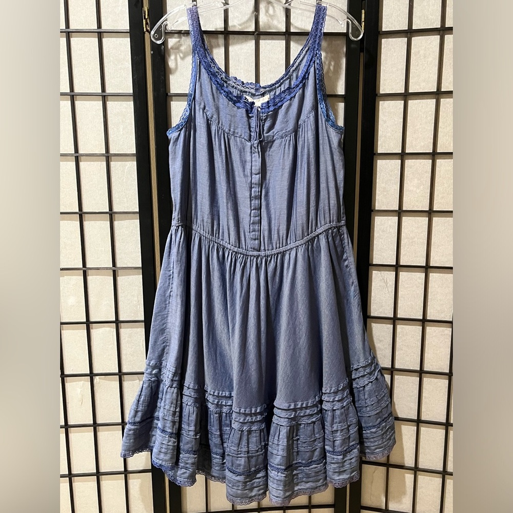 LEVIS DENIM Blue Sleeveless Lace-Trim mini Sundress, women SIZE M